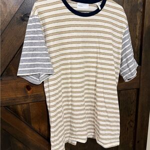 Baldwin Beige and Gray Striped Short Sleeve Tee